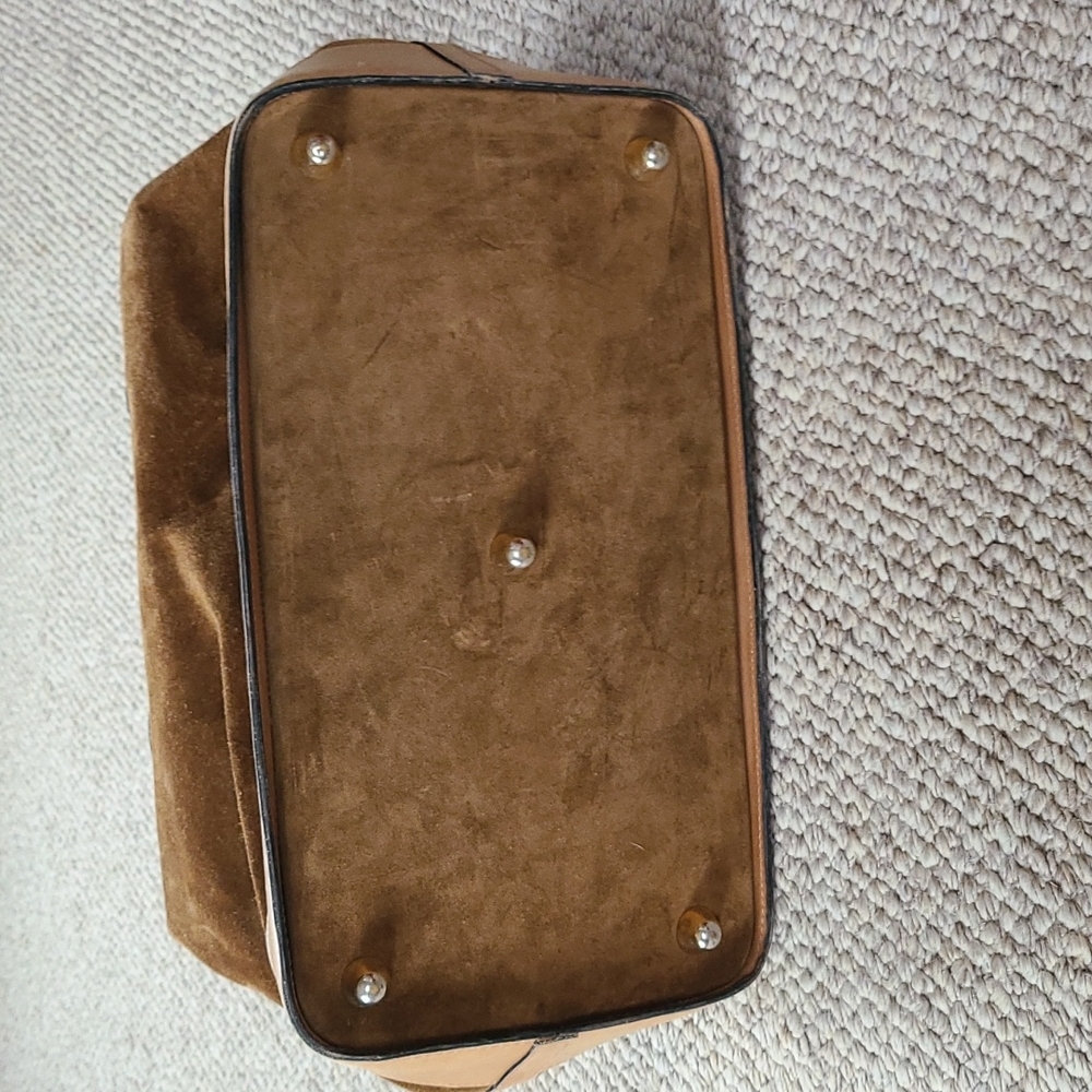 GUCCI suede travel bag, vintage, large rectangular satchel, rare - Picture 8 of 16